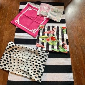 Buffalo Black & White 3x5 area rug and 18x18 throw pillow cover sets